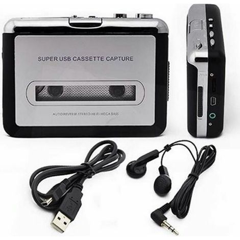 Lecteur de cassette portable et convertisseur de cassette audio Walkman en MP3, convertir une cassette Walkman en MP3 via USB, enregistreur de cassette (1/5)