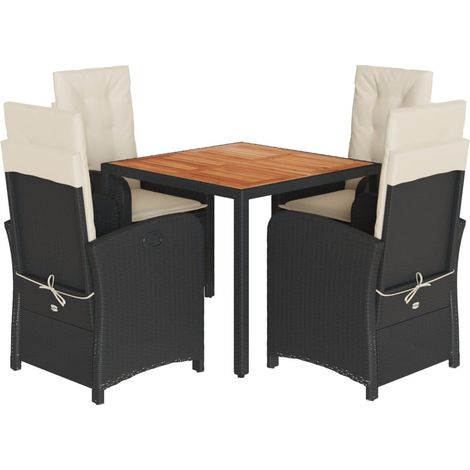 Set de muebles jardín 5 pzas con cojines ratán sintético negro vidaXL (1/5)