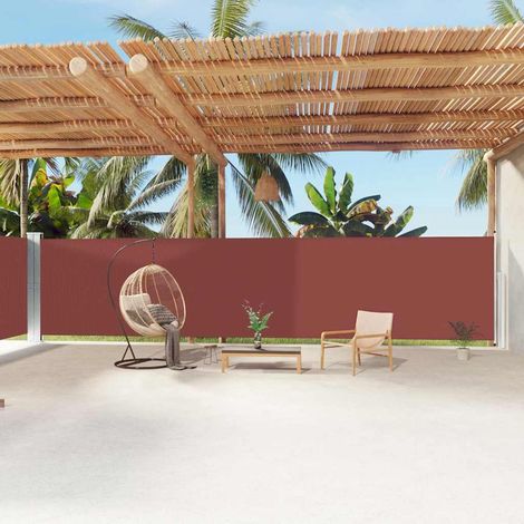 Auvent latéral rétractable - Auvent de jardin Soleil imperméable Marron 180x1200 cm BV471185 - BonneVie (1/5)