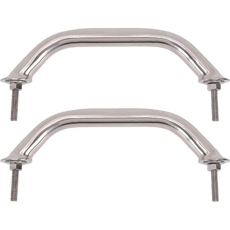 Pack of 2 Marine Grade Stainless Steel Grab Handles, Heavy Duty 9.25 Inch Boat Handrail with Flange and Nuts for Boat, Yacht, RV (1/5)
