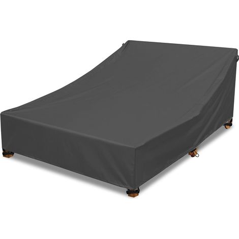 Housse de protection pour chaise longue double en tissu Oxford 210D, étanche anti-poussière anti-UV, pour extérieur,noir (1/5)