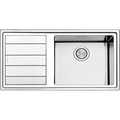 Apell LNP1001ILBC Linear Plus Lavello montato su piano Rettangolare 1 vasca con gocciolatoio a sinistra Acciaio inox spazzolato (100x50x21.5 cm) colore Acciaio inox (1/2)