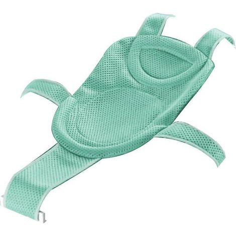 Filet de bain pour bébé avec insert pour baignoire - Siège de douche pour nouveau-né - Confortable et réglable - Accessoires pour tout-petits - Plateau antidérapant avec poches - Vert clair - Tapis d' (1/5)