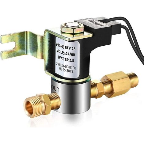 Électrovanne d'entrée d'eau 24V pour humidificateur, compatible GeneralAire, débit 3,5 gallons/heure, pièce de rechange 990-53, valve solénoïde robuste. (1/5)