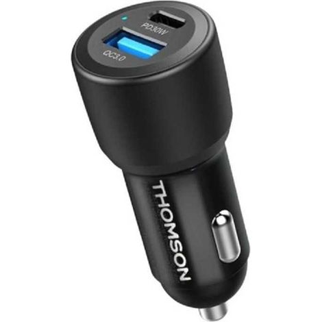 Car charger - THOMSON - 60 W - Total new generation gan technology - USB-C - PD 30 W + USB-A QC 3.0 - 30 W