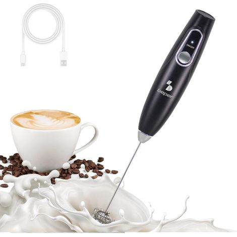 BEPER P102SBA009 Frullino Montalatte Elettrico Ricaricabile, Montalatte con frusta in Acciaio Inox Rimovibile, USB Incluso, Autonomia 40 Minuti, Ideale per Latte, Matcha, Cioccolata e Cappuccino (1/5)