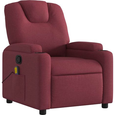 Sillón reclinable para TV con función de reclinación manual y masaje en tela rojo burdeos DEC027095 (1/5)