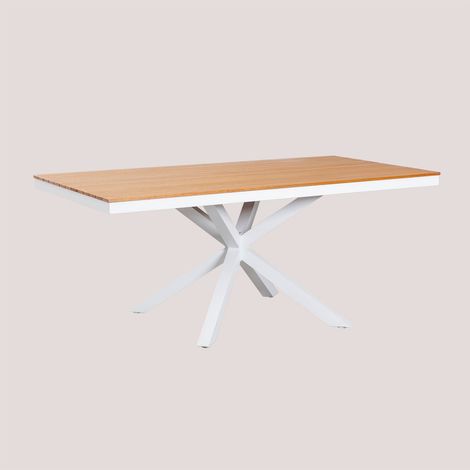 SKLUM Rechteckiger Gartentisch 180x100 cm aus Aluminium und Holz Archer Gardenia Weiß                                   (1/5)