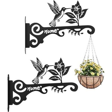 Support de Jardinière pour Balcon en Métal Décoratif – 2 Pièces avec Motif Colibri, Suspension Extérieure Robuste pour Plantes (1/5)