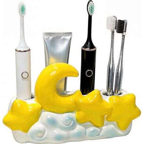 Porte-brosses à dents en forme d'étoile à quatre trous, boîte de rangement pour brosse à dents électrique et dentifrice, étagère (1/5)