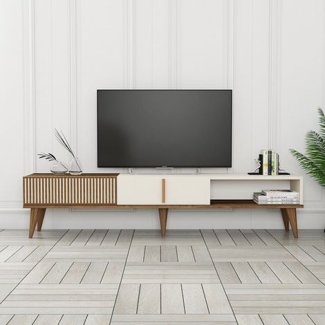 TV-Möbel Milan Alt Walnuss Creme Melamin 180x40x35 cm