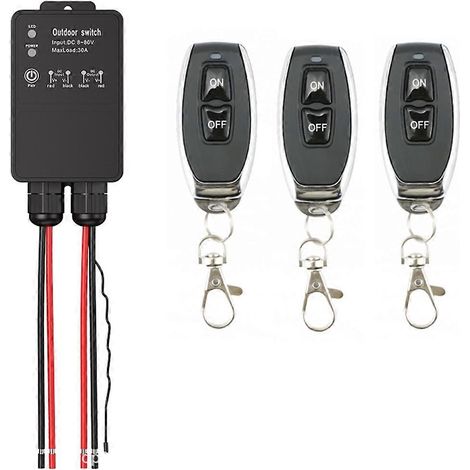 Interrupteur sans fil 433 MHz, module relais étanche extérieur 8-80 V CC 30 A pour pompe, éclairage et ventilateur (1/5)