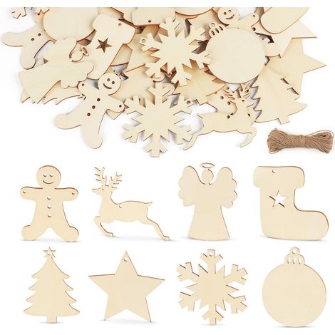 Tranche De Bois - Décoration De Noël En Bois Naturel - Pendentifs Pour Arbre De Noël Et Artisanat DIY - 80 Pièces