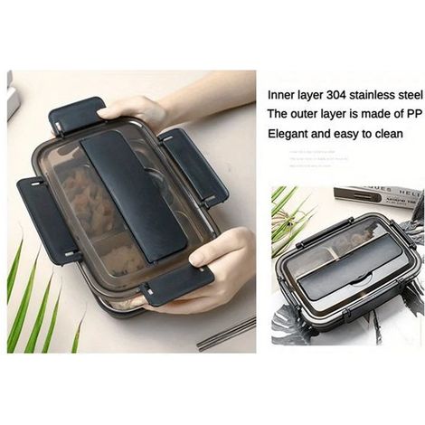 Available in one color only: black. Material: stainless steel. Easy-to-clean container, ideal for students and offices. (1/5)