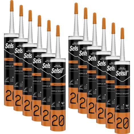 12x Sigillante Multiuso Silicone Acrilico Bianco Verniciabile 310ml , Ottimo Per Supporti Porosi, Muro, Legno, Cartongesso Resistente all'acqua
