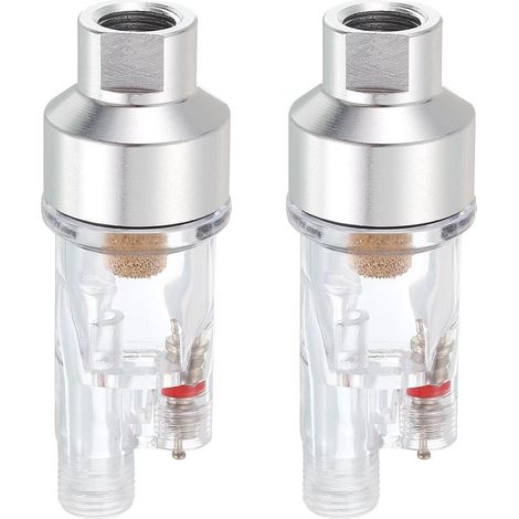 Set of 2 inline airbrush filters, 1/8" BSP inlet and outlet threads. Mini air filters, oil and water separators for paint, spray guns, air hoses and air lines. (1/5)