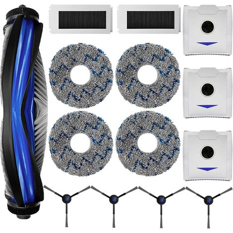 Juego de 14 accesorios de repuesto para Ecovacs Debot N30 Pro / N30 Omni / N30 Pro Omni: 1 cepillo principal, 4 cepillos laterales, 2 filtros HEPA, 4 paños de limpieza y 3 bolsas para el polvo. (1/5)