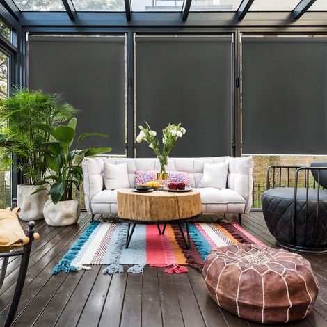 TolleTour Estor Vertical Exterior 180x240 cm para Balcón y Terraza Protección Solar Impermeable 80% Gris Oscuro