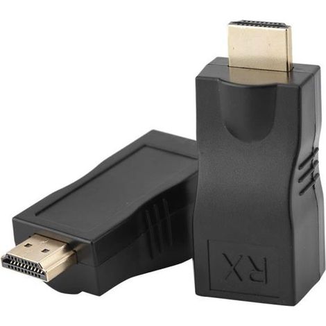 MEIHE 2 Pcs Rj45 Hdmi Extendeur Ethernet Lan Câble, D'extension Réseau Rj45 Vers Hdmi 1.4, 30 M Sur Lan Ethernet Cat 5e-6 Rj45 Hdmi (1/4)