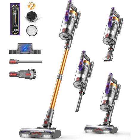Aspirateur Balai Sans Fil CHEBIO 580W HEPA Or