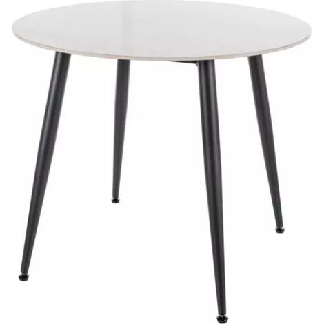 Table ronde 90 cm céramique blanche & métal noir SERAFINA (1/5)