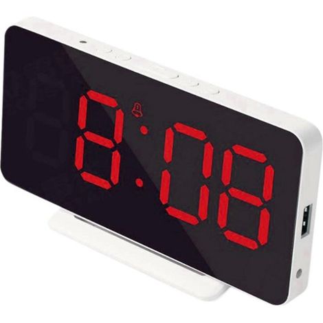 Elektronischer Wecker mit LED-Spiegel und verstellbarem Spiegel (1/4)