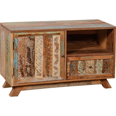 Mobile porta TV in legno con design artigianale e cassetto integrato