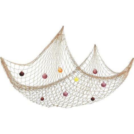 Fischernetz-Dekoration, Wanddeko im mediterranen Stil, nautische Dekoration, hängendes Fischernetz im hawaiianischen Stil, Muschel-Fischernetz für Partys, Hochzeiten, Zuhause, Fotografie, 1,2 m (1/5)