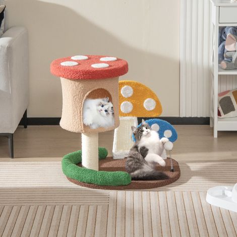 Arbre à chat, Maison à chat 59 CM Champignon, Condo, Poteau Griffoir, Centre d'Activités Multicolore CW5242 Maison Chic (1/3)