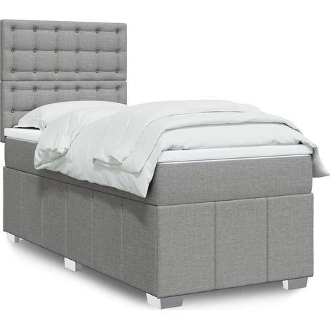 Boxspringbett mit Matratze Hellgrau 90x190 cm Stoff vidaXL (1/5)