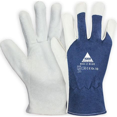 Hase Montagehandschuhe Rio-Z Blue Größe 12, Ziegennappaleder 10 Stk
