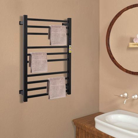 Scaldasalviette per bagno con timer/indicatore Fahrenheit, riscaldamento elettrico, barra asciugatura, inseribile o cablato fisso, riscaldamento a parete (1/5)