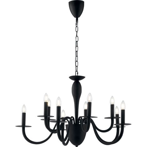 "Lampadario ARMSTRONG in metallo nero a dieci luci" (1/2)