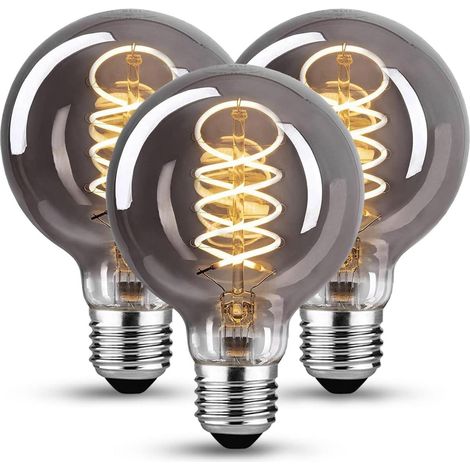 Ampoule Edison vintage E27, ampoule LED vintage 4 W E27, ampoule Edison chaude, verre gris, lot de 3 (1/5)