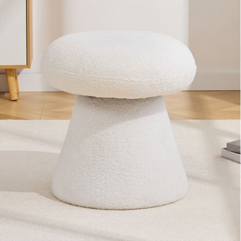 Sgabello girevole 41x41x44 cm in tessuto peluche bianco a 360° - CHICFURN (1/5)