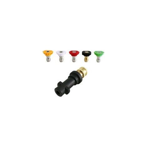 Hochdruckreiniger-Adapter, auf 1/4 Zoll Schnellanschluss für Karcher K2-K7, mit 5 Hochdruckreiniger-Düsenspitzen, mehrere Grad, 2,5 GPM (1/5)