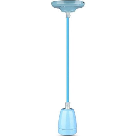 V-TAC VT-7998 Lampadario pendente 1mt E27 in porcellana Ф47mm cavo in corda colore BLU IP20 - SKU 3806