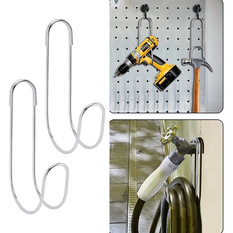 Schlauchhalter aus Edelstahl 304 mit 2 Haken, robuste 20-kg-Halterung für Wasserhähne und Kabel (1/5)