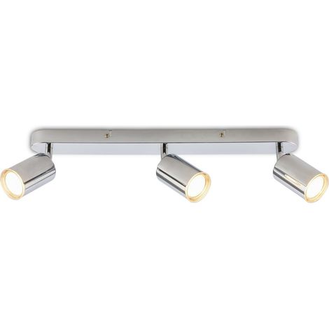 Briloner Lampada da soffitto IP44 protezione dagli spruzzi d'acqua 47,5x8,5 cm attacco GU10 max. 9W a 3 luci cromata - Faretto da soffitto per bagno corridoio soggiorno (1/5)
