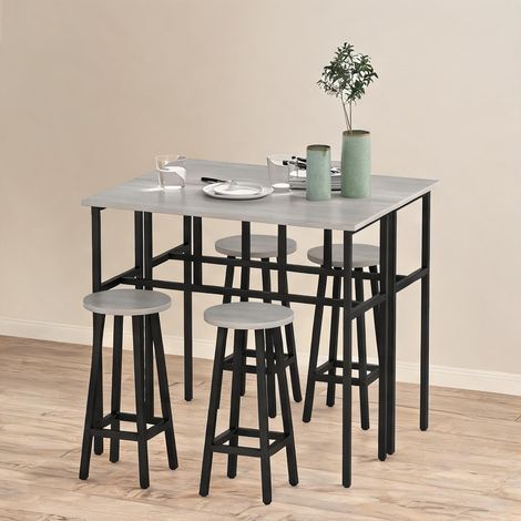 Ensemble table de bar et tabourets grau Schwarz 100 x 40 x 90 cm (1/5)