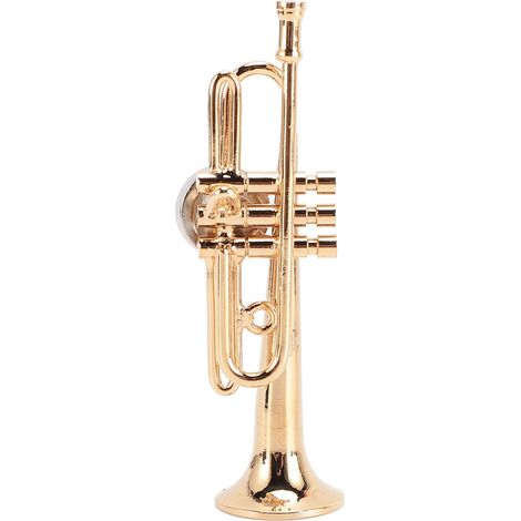 Aimant miniature réplique de trompette dorée, réplique réaliste en métal, aimant de réfrigérateur réutilisable pour instrument de musique (1/5)