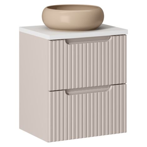Ensemble Meuble Salle de Bain 2 tiroirs + Vasque Sable + Plateau Blanc L 50 x P 40 x H 59,5 cm - Astral - Beige crème - Livraison gratuite