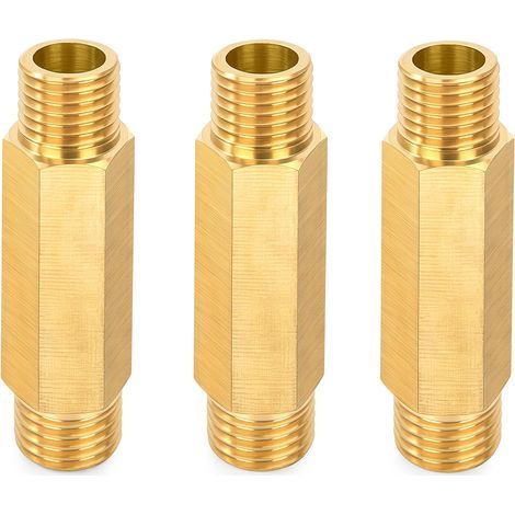 (3PCS) Rallonge de Robinet en Laiton, Mâle 1/4" x 60 mm, Raccord de Tuyau d'extension Fileté, Tube Connecteur Fileté Adaptateur pour Chauffage Central, Air, Eau, Huile (1/5)