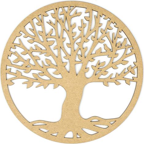 Arbre de vie decoration murale bois. Cadre mandala tableau deco arbre de vie celtique decoration murale mural sculpté bois cadeau zen panneau geometrie sacree salon (Arbre de la vie, MDF) (1/5)