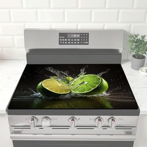 Couvercle supérieur électrique 71,1 x 50,8 cm Couvercle en goacifie Couvercle de cuisinière en verre résistant à la chaleur Caoutchouc naturel épais Espace étendu (mandarine22) (1/5)