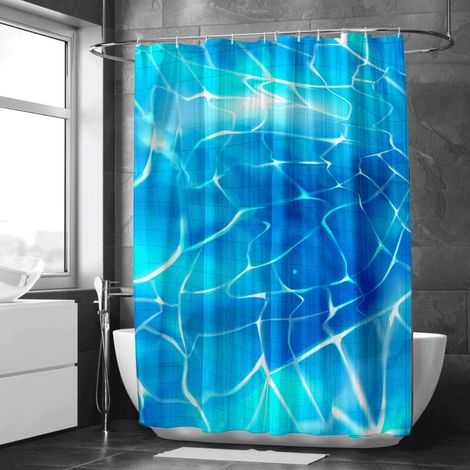 Rideau de douche motif tortues et poissons colorés, tissu salle de bain imperméable, 90x180 cm (1/5)