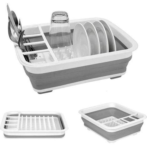 Égouttoir pliable, séchoir à vaisselle portable, organiseur de couverts, rangement de cuisine pour camping-car et caravane (1/5)