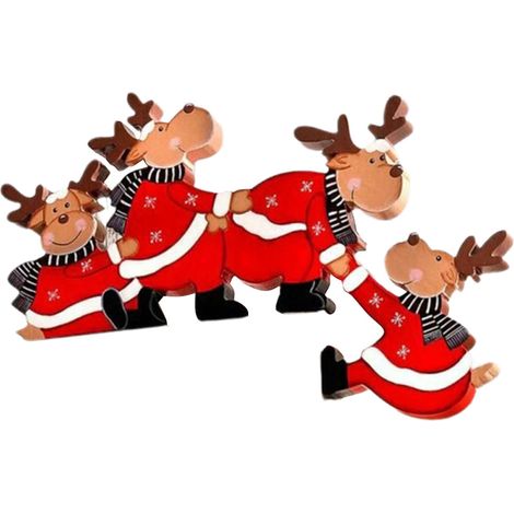 1 Décoration de porte en bois, motif cerf, peinture à la main, pour Noël, salon, chambre (1/5)