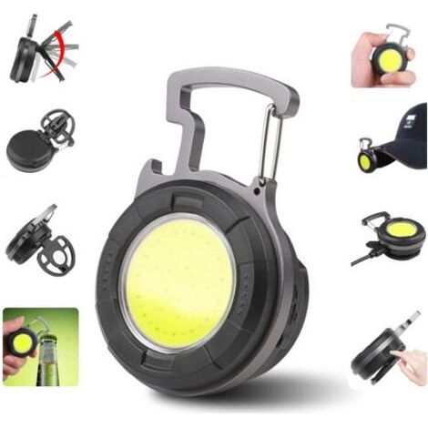 Mini LED Lampe de Poche COB Lampe de Travail Portable Petites Porte-clés Lampes de Poche étanches Baladeuse Led Rechargeable Ouvre-bouteille pour Camping Éclairage d'urgence Atelier (1/5)