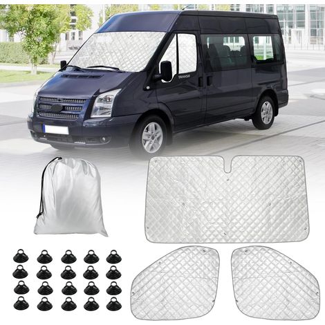 Pare-Soleil pour Pare-Brise de Camping Car Remplacement pour Ford Transit Van MK8, Lot de 3 Pare-Soleil Thermiques Internes avec Sac de Rangement,100% Occultation Lot de 3 tapis thermiques occultants (1/5)